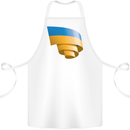 Curled Ukraine Flag Ukrainian Day Football Cotton Apron 100% Organic White