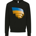 Curled Ukraine Flag Ukrainian Day Football Kids Sweatshirt Jumper Black