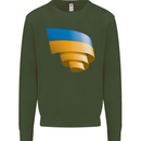 Curled Ukraine Flag Ukrainian Day Football Kids Sweatshirt Jumper Forest Green
