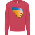 Curled Ukraine Flag Ukrainian Day Football Kids Sweatshirt Jumper Heliconia