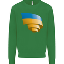 Curled Ukraine Flag Ukrainian Day Football Kids Sweatshirt Jumper Irish Green
