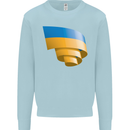 Curled Ukraine Flag Ukrainian Day Football Kids Sweatshirt Jumper Light Blue