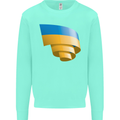 Curled Ukraine Flag Ukrainian Day Football Kids Sweatshirt Jumper Peppermint
