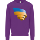 Curled Ukraine Flag Ukrainian Day Football Kids Sweatshirt Jumper Purple