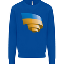 Curled Ukraine Flag Ukrainian Day Football Kids Sweatshirt Jumper Royal Blue