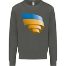 Curled Ukraine Flag Ukrainian Day Football Kids Sweatshirt Jumper Storm Grey