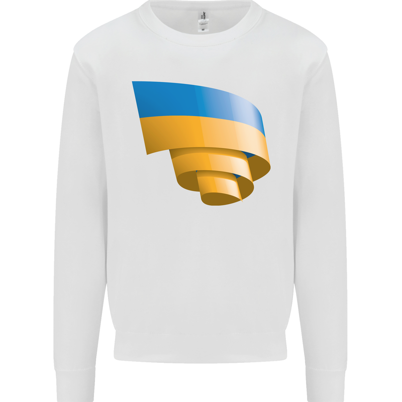 Curled Ukraine Flag Ukrainian Day Football Kids Sweatshirt Jumper White