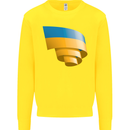 Curled Ukraine Flag Ukrainian Day Football Kids Sweatshirt Jumper Yellow