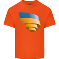 Curled Ukraine Flag Ukrainian Day Football Kids T-Shirt Childrens Orange
