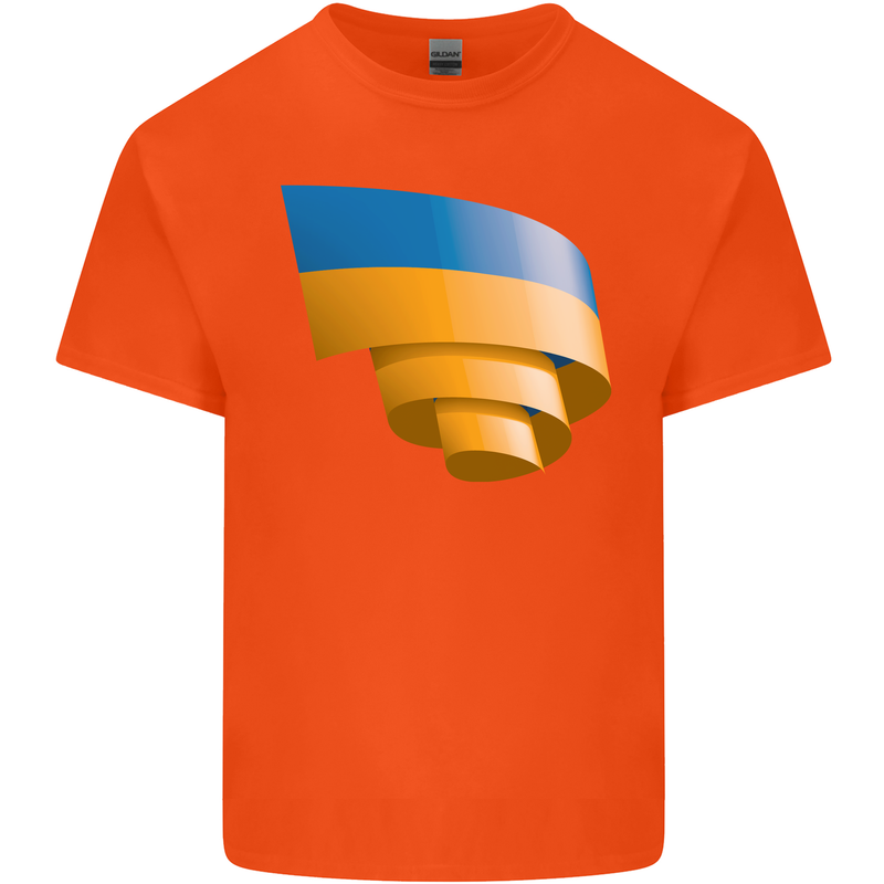 Curled Ukraine Flag Ukrainian Day Football Kids T-Shirt Childrens Orange
