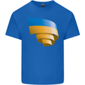 Curled Ukraine Flag Ukrainian Day Football Kids T-Shirt Childrens Royal Blue