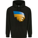 Curled Ukraine Flag Ukrainian Day Football Mens 80% Cotton Hoodie Black