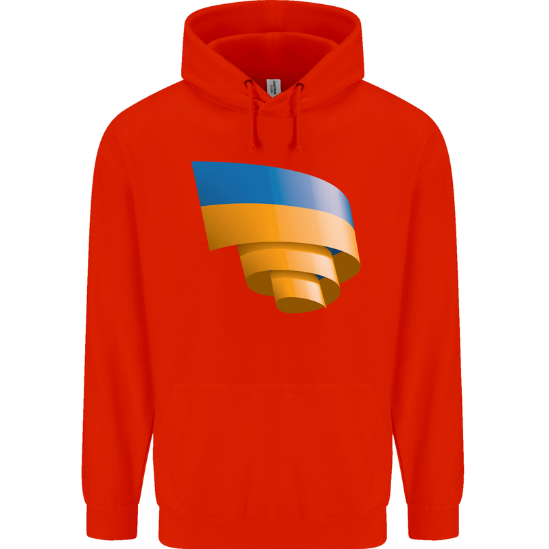 Curled Ukraine Flag Ukrainian Day Football Mens 80% Cotton Hoodie Bright Red