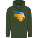 Curled Ukraine Flag Ukrainian Day Football Mens 80% Cotton Hoodie Forest Green