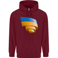 Curled Ukraine Flag Ukrainian Day Football Mens 80% Cotton Hoodie Maroon