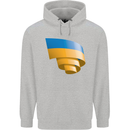 Curled Ukraine Flag Ukrainian Day Football Mens 80% Cotton Hoodie Sports Grey