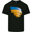 Curled Ukraine Flag Ukrainian Day Football Mens Cotton T-Shirt Tee Top Black