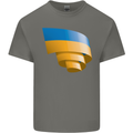 Curled Ukraine Flag Ukrainian Day Football Mens Cotton T-Shirt Tee Top Charcoal