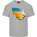 Curled Ukraine Flag Ukrainian Day Football Mens Cotton T-Shirt Tee Top Sports Grey