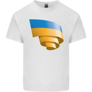 Curled Ukraine Flag Ukrainian Day Football Mens Cotton T-Shirt Tee Top White