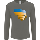Curled Ukraine Flag Ukrainian Day Football Mens Long Sleeve T-Shirt Charcoal