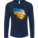 Curled Ukraine Flag Ukrainian Day Football Mens Long Sleeve T-Shirt Navy Blue
