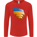 Curled Ukraine Flag Ukrainian Day Football Mens Long Sleeve T-Shirt Red