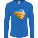 Curled Ukraine Flag Ukrainian Day Football Mens Long Sleeve T-Shirt Royal Blue