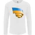 Curled Ukraine Flag Ukrainian Day Football Mens Long Sleeve T-Shirt White