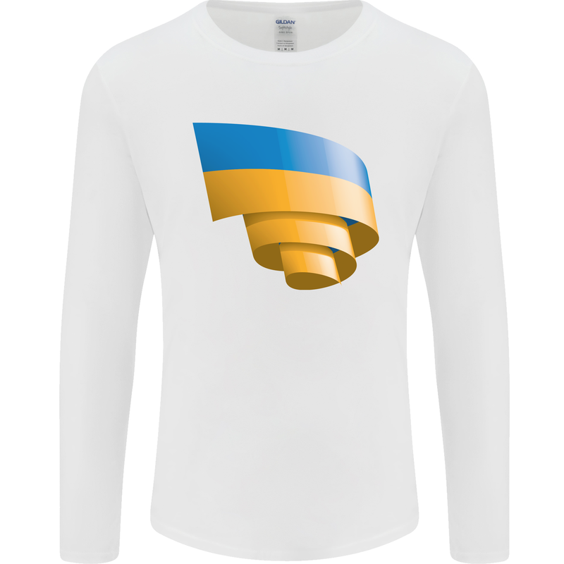 Curled Ukraine Flag Ukrainian Day Football Mens Long Sleeve T-Shirt White