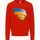 Curled Ukraine Flag Ukrainian Day Football Mens Sweatshirt Jumper Bright Red