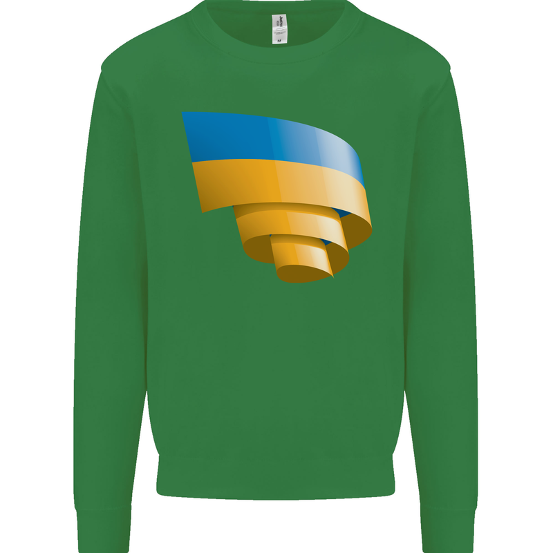 Curled Ukraine Flag Ukrainian Day Football Mens Sweatshirt Jumper Irish Green