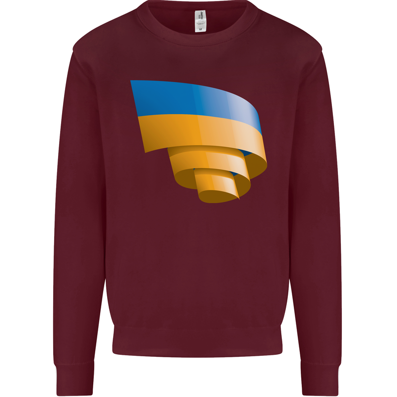 Curled Ukraine Flag Ukrainian Day Football Mens Sweatshirt Jumper Maroon