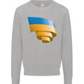 Curled Ukraine Flag Ukrainian Day Football Mens Sweatshirt Jumper Sports Grey