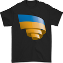 Curled Ukraine Flag Ukrainian Day Football Mens T-Shirt 100% Cotton Black