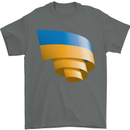Curled Ukraine Flag Ukrainian Day Football Mens T-Shirt 100% Cotton Charcoal