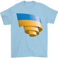 Curled Ukraine Flag Ukrainian Day Football Mens T-Shirt 100% Cotton Light Blue