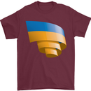 Curled Ukraine Flag Ukrainian Day Football Mens T-Shirt 100% Cotton Maroon