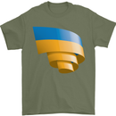 Curled Ukraine Flag Ukrainian Day Football Mens T-Shirt 100% Cotton Military Green
