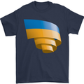 Curled Ukraine Flag Ukrainian Day Football Mens T-Shirt 100% Cotton Navy Blue