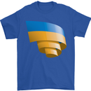 Curled Ukraine Flag Ukrainian Day Football Mens T-Shirt 100% Cotton Royal Blue