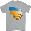 Curled Ukraine Flag Ukrainian Day Football Mens T-Shirt 100% Cotton Sports Grey