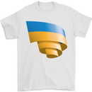Curled Ukraine Flag Ukrainian Day Football Mens T-Shirt 100% Cotton White