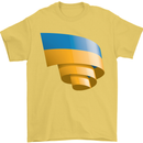 Curled Ukraine Flag Ukrainian Day Football Mens T-Shirt 100% Cotton Yellow