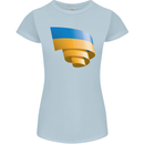 Curled Ukraine Flag Ukrainian Day Football Womens Petite Cut T-Shirt Light Blue