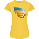 Curled Ukraine Flag Ukrainian Day Football Womens Petite Cut T-Shirt Yellow