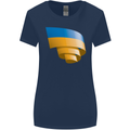 Curled Ukraine Flag Ukrainian Day Football Womens Wider Cut T-Shirt Navy Blue