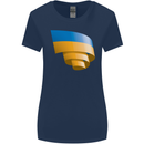 Curled Ukraine Flag Ukrainian Day Football Womens Wider Cut T-Shirt Navy Blue