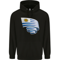 Curled Uruguay Flag Uruguayan Day Football Childrens Kids Hoodie Black