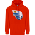 Curled Uruguay Flag Uruguayan Day Football Childrens Kids Hoodie Bright Red